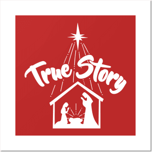 True Story Nativity Scene Christmas Holiday Jesus Mary Joseph Manger Star Posters and Art